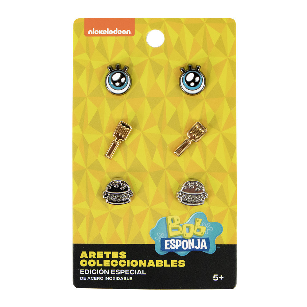 Aretes Coleccionables - Kit 3 Piezas (Bob Esponja)