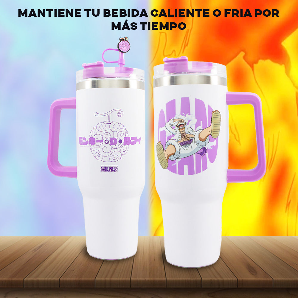 Termo Con Agarradera & Popote - Luffy Gear 5 (One Piece)