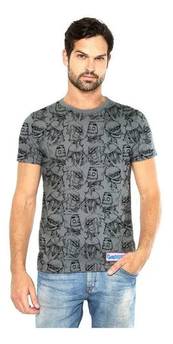 Playera Gorillaz Full Print - Gris