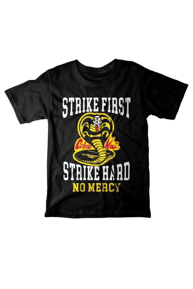 Playera Cobra Kai Strike Firts Strike Hard - Negro