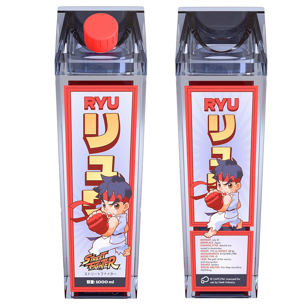 Botella De Agua Cuadrada 1 Lt Ryu - Street Fighter