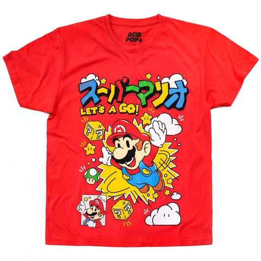 Playera Let's A Go! / Mario Bros. - Rojo