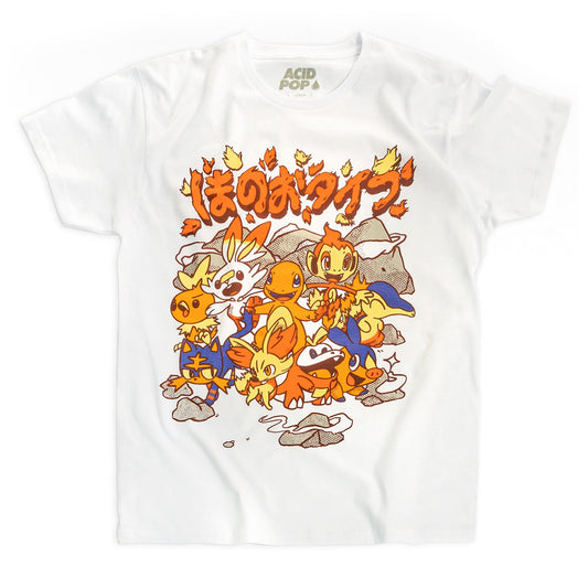 Playera Starters Tipo Fuego / Pokémon - Blanco