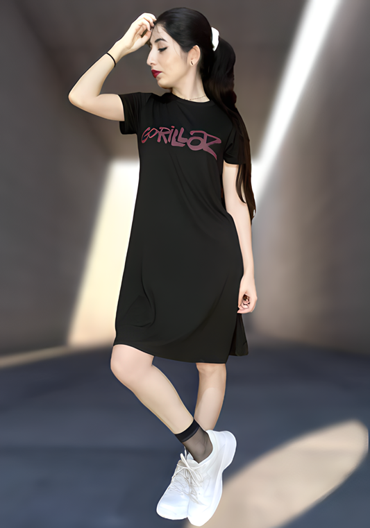 Vestido Corto Gorillaz Logo - Negro