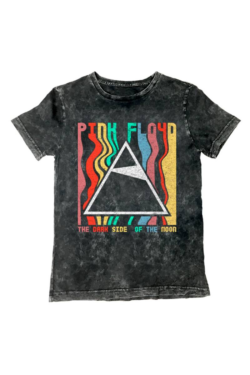 Playera Mineral Wash Pink Floyd Logo Colores Piramide - Mineral Wash