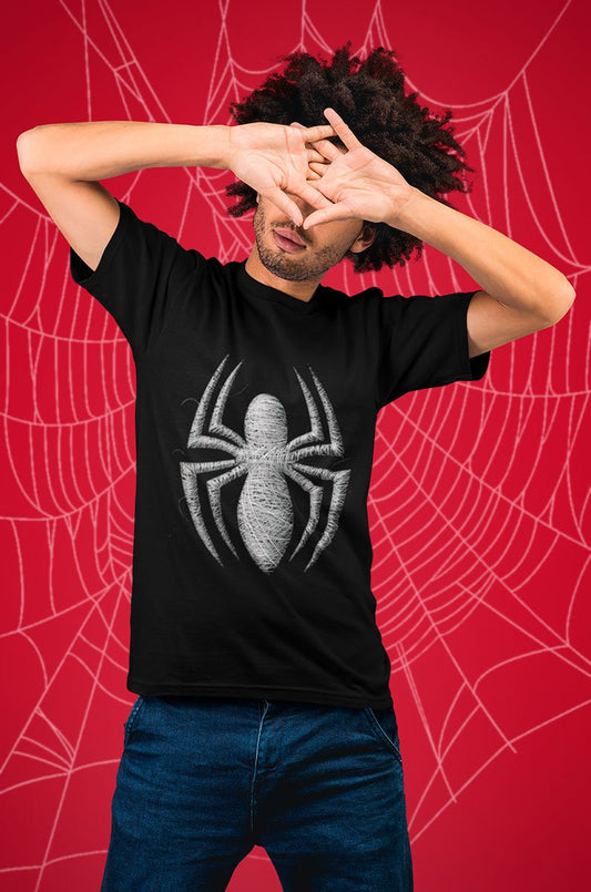 Playera Logo Spider-Man Logo Hecho De Telarañas - Negro